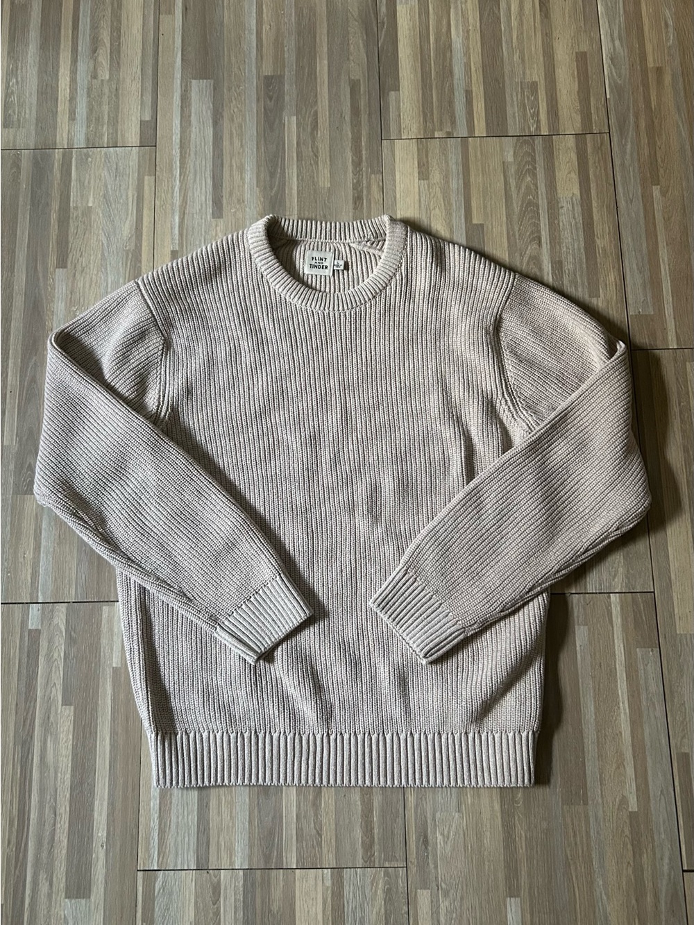 Flint and Tinder Bolinas Crewneck Sweater in Natural Sz Large Recycled Material